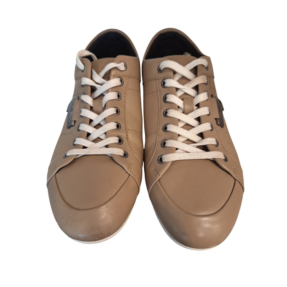 Versace Collection Sneaker  soft leather Shoes Mens 43 tan color ‎ Lace Up